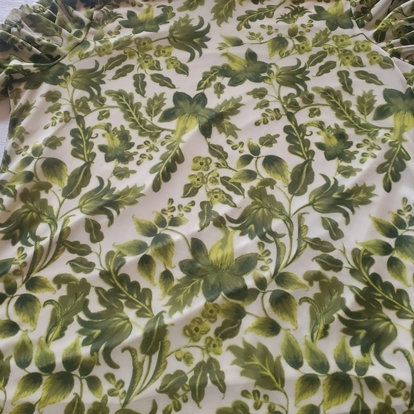 Susan Graver Printed Mesh Rushed Mock Neck Long Sleeve Lined Sz. L Blouse - Picture 6 of 11